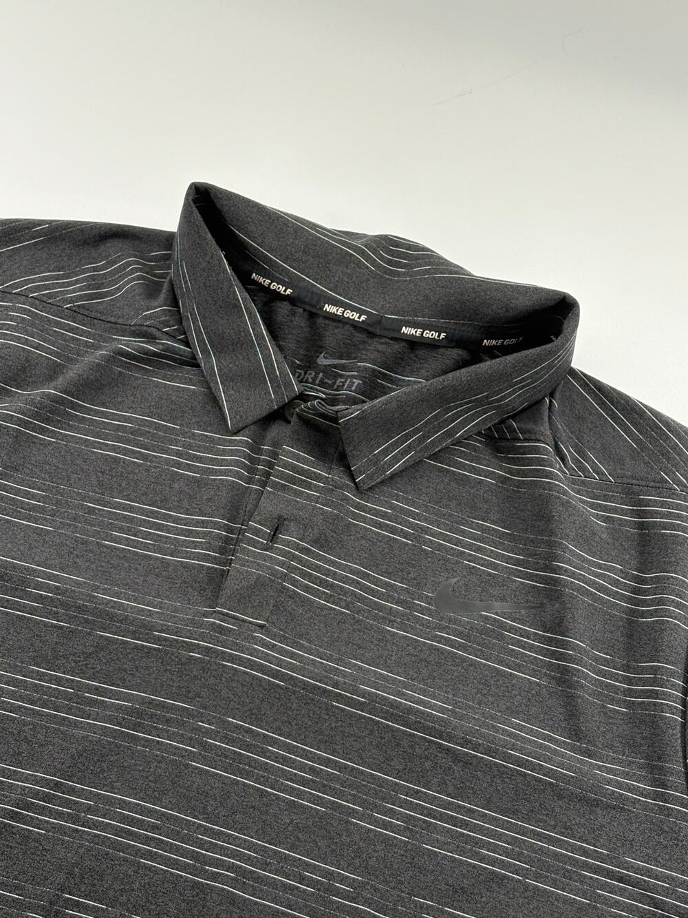 Nike Golf Dri-FIT Pinstripe Polo Men's L Charcoal Grey Performance Stretch